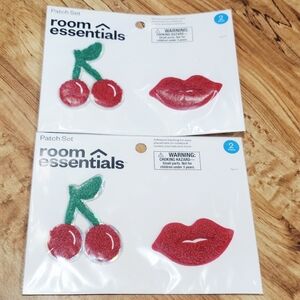 2 Room Essentials 2 Pack Adhesive Patchs Red Lips & Cherries New